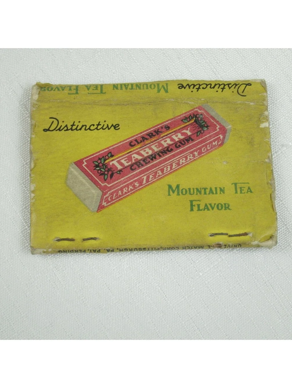 2 Vintage Matchbook Covers Gold Tip Gum Cigarette Form & Teaberry Chewing Gum